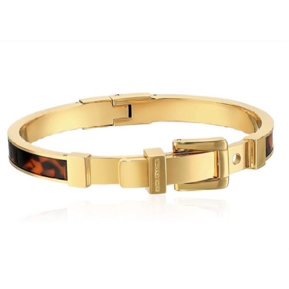 Metallic Tortoise-Pattern Buckle Bangle Bracelet